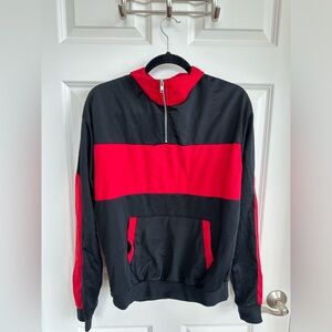 PrettyLittleThing | Red Colorblock Quarter Zip | size M/L